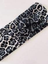 Women Girl Retro Hiphop Leopard Animal Bandana Hair Band Cross Twisted Headband Grey Leopard Jaguar