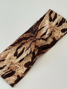 Women Girl Retro Hiphop Leopard Animal Bandana Hair Band Cross Twisted Headband