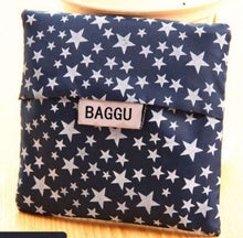 Women Girl Foldable Travel Organiser Shopping Grocery Big Carry library Bag Blue with stars