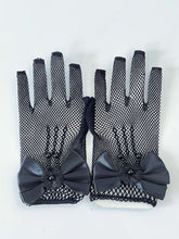 Flower Girls Ball Dance Party Fancy Wedding Net Bow Short Black Red White Gloves Black