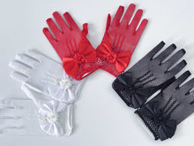 Flower Girls Ball Dance Party Fancy Wedding Net Bow Short Black Red White Gloves