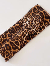 Women Girl Retro Hiphop Leopard Animal Bandana Hair Band Cross Twisted Headband Brown Leopard Jaguar