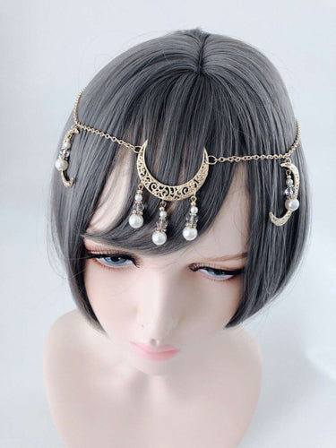 Women Retro Moon Halo Bohemian boho Forehead Chain Tassel Hair head band Cuff gold color