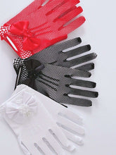 Women Ball Party Fancy Function Wedding Net Bow Short Black Red White Gloves