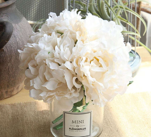 5 heads Bridal Wedding bouquet Home Peony Artifical Fake Flower Decor Decoration - Perfect Bridal Accessory Champagne