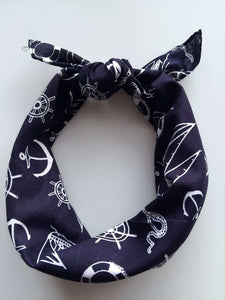 Women Lady Girl Navy Sailor Anchor Party Cotton Bandana Hair Headband Wrap Scarf