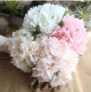 5 heads Bridal Wedding bouquet Home Peony Artifical Fake Flower Decor Decoration - Perfect Bridal Accessory