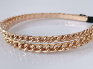 Women Girl Chic Rock Gold Metal Braided Chain Look Hair Head band headband Hoop