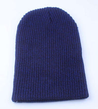 Men Women Unisex Warm Winter Ski Beanies Skull Wrap Rasta Stripe Knit Hats Cap Dark Blue