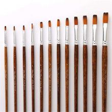 12PC Brown Handle Artist Brush Set - Watercolor, Acrylic, Oil Painting, and Craft