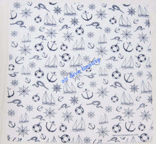 Women Lady Girl Navy Sailor Anchor Party Cotton Bandana Hair Headband Wrap Scarf White