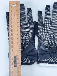 Flower Girls Ball Dance Party Fancy Wedding Net Bow Short Black Red White Gloves