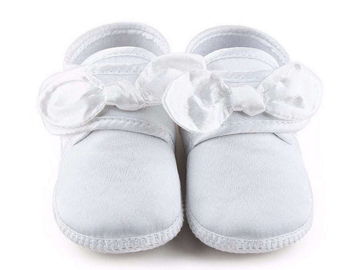 Baby Shower Girl Kid Infant White Christening Wedding Party Satin first Shoes