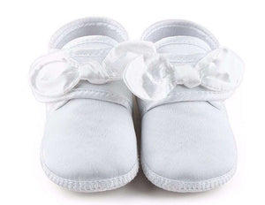 Baby Shower Girl Kid Infant White Christening Wedding Party Satin first Shoes