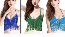 Women Mermaid Party Dance Shine Sequins Camisole Singlet Halter Tank Bandeau