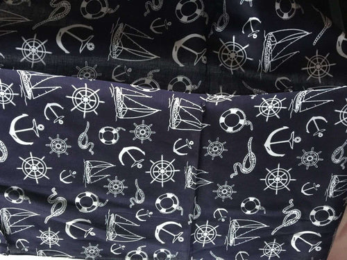 Women Lady Girl Navy Sailor Anchor Party Cotton Bandana Hair Headband Wrap Scarf Navy