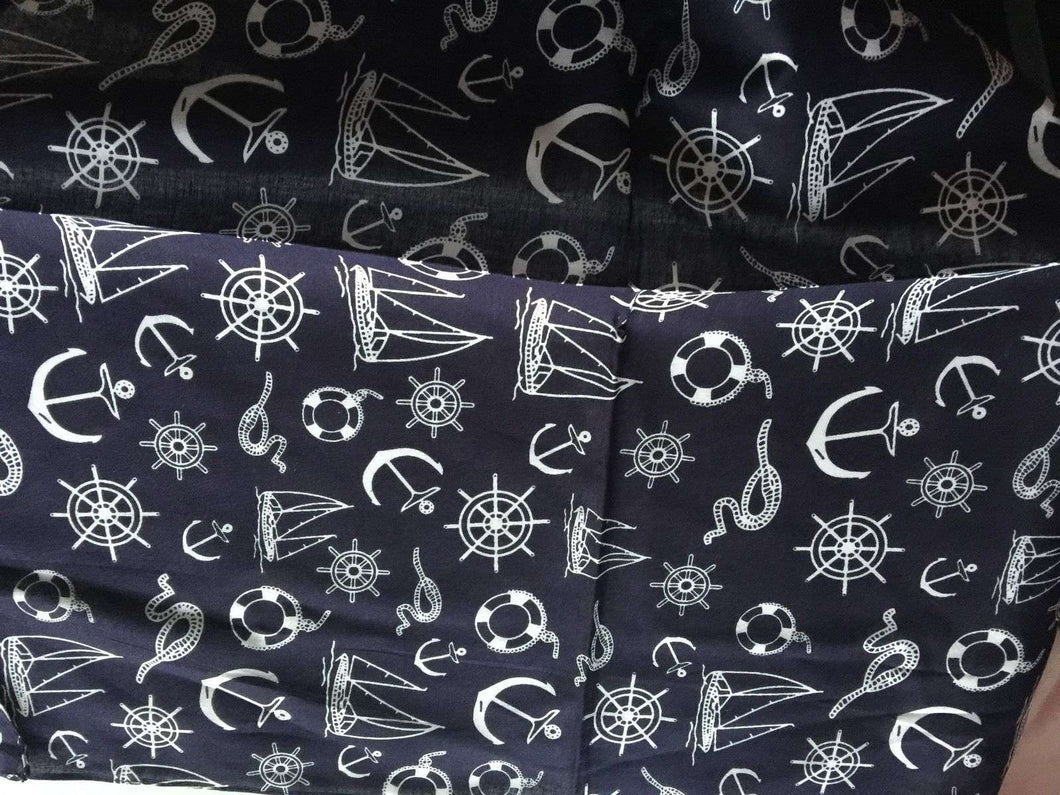 Women Lady Girl Navy Sailor Anchor Party Cotton Bandana Hair Headband Wrap Scarf Navy
