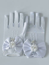 Flower Girls Ball Dance Party Fancy Wedding Net Bow Short Black Red White Gloves