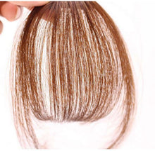 Women 100% Human Real Hair Natural Clip on Bang Front Fringe Wig Piece extension Light Brown with Sides