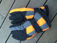 Men Women Adult Winter Sports Motorcycle Warm Thermal Ski Snow Gloves Mittens ORANGE WITH BLACK MEN