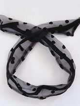Women Girl Retro Lace Dots Wire Bunny Ear adjustable bow scarf Hair head band Big Dots Black
