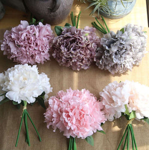 5 heads Bridal Wedding bouquet Home Peony Artifical Fake Flower Decor Decoration - Perfect Bridal Accessory