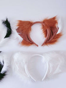 Women Fluffy long Fur Cat Kitty Fox Costume Animal Ear Party Hair head band