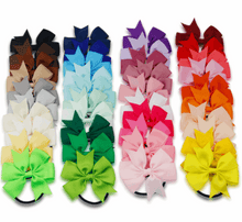 2x Girl Grosgrain School Ribbon Bow Hair Ponytail Tie Up Elastic band scrunchies