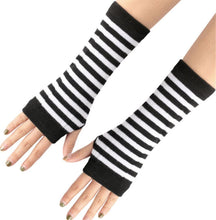 Women Girl Children Kids Party Costume Stripe Knit Fingerless medium Gloves