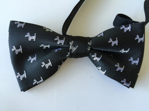 1x Boys Kids Children Party Wedding Dance Silk bow tie Necktie bowtie Black Base silver Puppy Dog