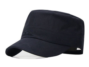 Women Men father's day Flat Top Cotton Military Sun Outdoor Travel golf Cap Hat Dark navy very close to black