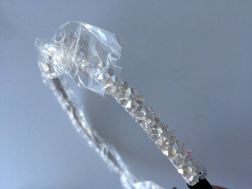 Women Lady Girl Bling Shiny Crystal look Bead Party Headband Hair Head Band Hoop White