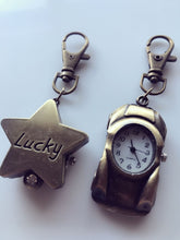 1PC Girls Boy Lady Car or Lucky Star Keyring Key Ring Pocket Watch Novelty Gift