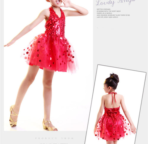 Girl Children Kids Ballet Dance Latin Ballerina Jazz Tutu Costume Party Dress red