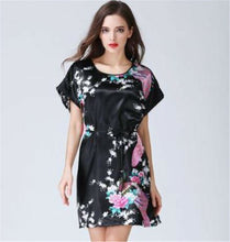 Women Sexy Silky Feel Peacock Print Nightie Sleep Sleepwear Pajama Tops Dress