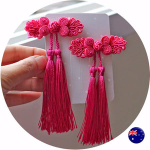 Girls Kids Children Chinese new year Princess QIPAO Costume match hair Clips