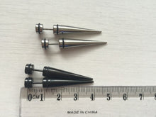 Men Fake Tunnel Taper 316L Titanium Steel Spike Gothic Cone Earrings Piercing - Sophisticated Jewelry for Women