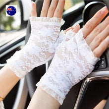 Woman Girl Party Opera Bridal Fancy Costume Lace ruffle Fingerless SHORT Gloves