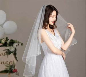 Women White Or Black Bride Wedding Simple Raw Lace Head Hair Veil Without COMB