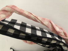 Women Girl Check Wire Bunny Ear adjustable bow scarf Hair head band Wrap
