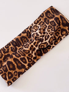 Women Girl Retro Hiphop Leopard Animal Bandana Hair Band Cross Twisted Headband