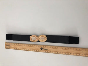 Women Gemstone Pearl Retro Elastic Stretchy Dress Narrow Slim Waist Belt Band