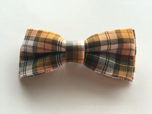 Baby Boys Kids Children Party School Cotton Check bow tie Necktie bowtie Pin Orange Grey Check