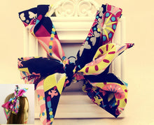 Women Girls Retro 70' 80' Boho Bohemian Flower Chiffon Bow Ribbon Hair Head band