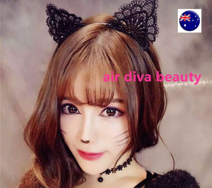 NEW Women Lady Girl Bunny Kitty Cat Ear Party lace crochet Hair head band Hoop