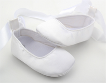 Baby Shower Girls Children Kids Christening Ballet White Satin Ribbon Gem Shoes