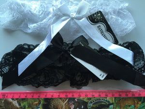 NEW Women Black White Hen's night Party Bride Wedding Lace Garter Suspender Belt