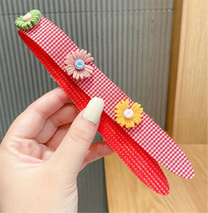 Girl Kids Cute Retro Stick On Cotton Light Embroidery Hair Headband Head band