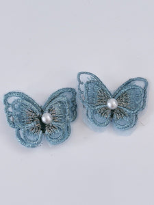 2X Women Lady Girl Fairy Embroidery Lace BUTTERFLY Head Hair side Clips pin