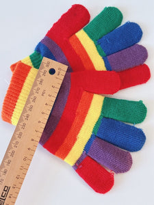 Kids Boys Girls Children Rainbow Colorful Knit Mitten SHORT Gloves 4-12 Years